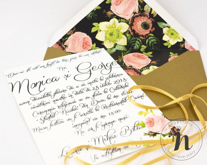 Invitatii nunta - Invitatii nunta cu sigiliu auriu si plic personalizat - detaliu