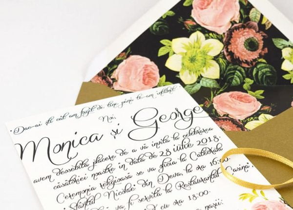 Invitatii nunta - Invitatii nunta cu sigiliu auriu si plic personalizat - detaliu